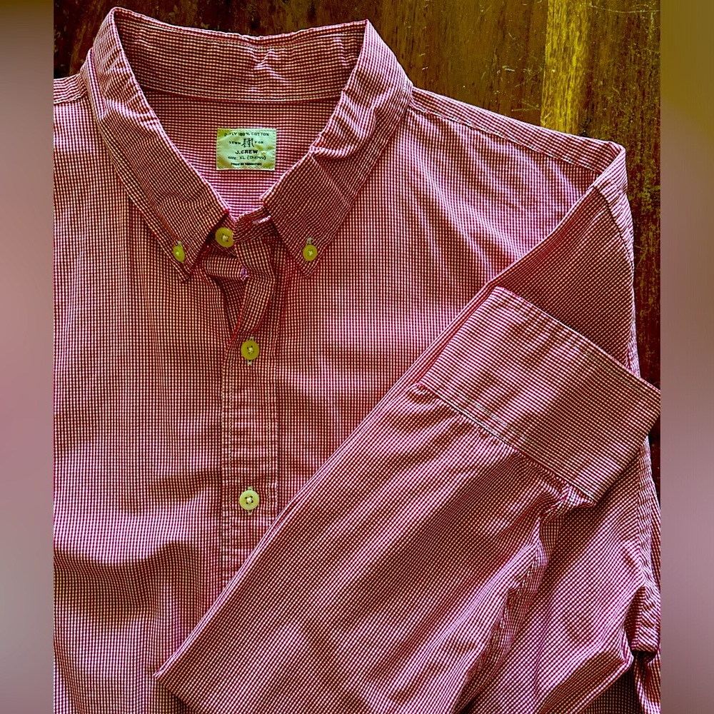 Button Down Shirt | Red Micro Gingham | XL